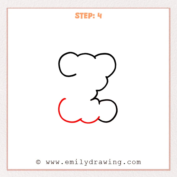 how to draw a bubble letter z - Step 4 of how to draw a bubble letter z, adding a big bottom-left curve and a small middle bump to connect the lower bubble shapes.